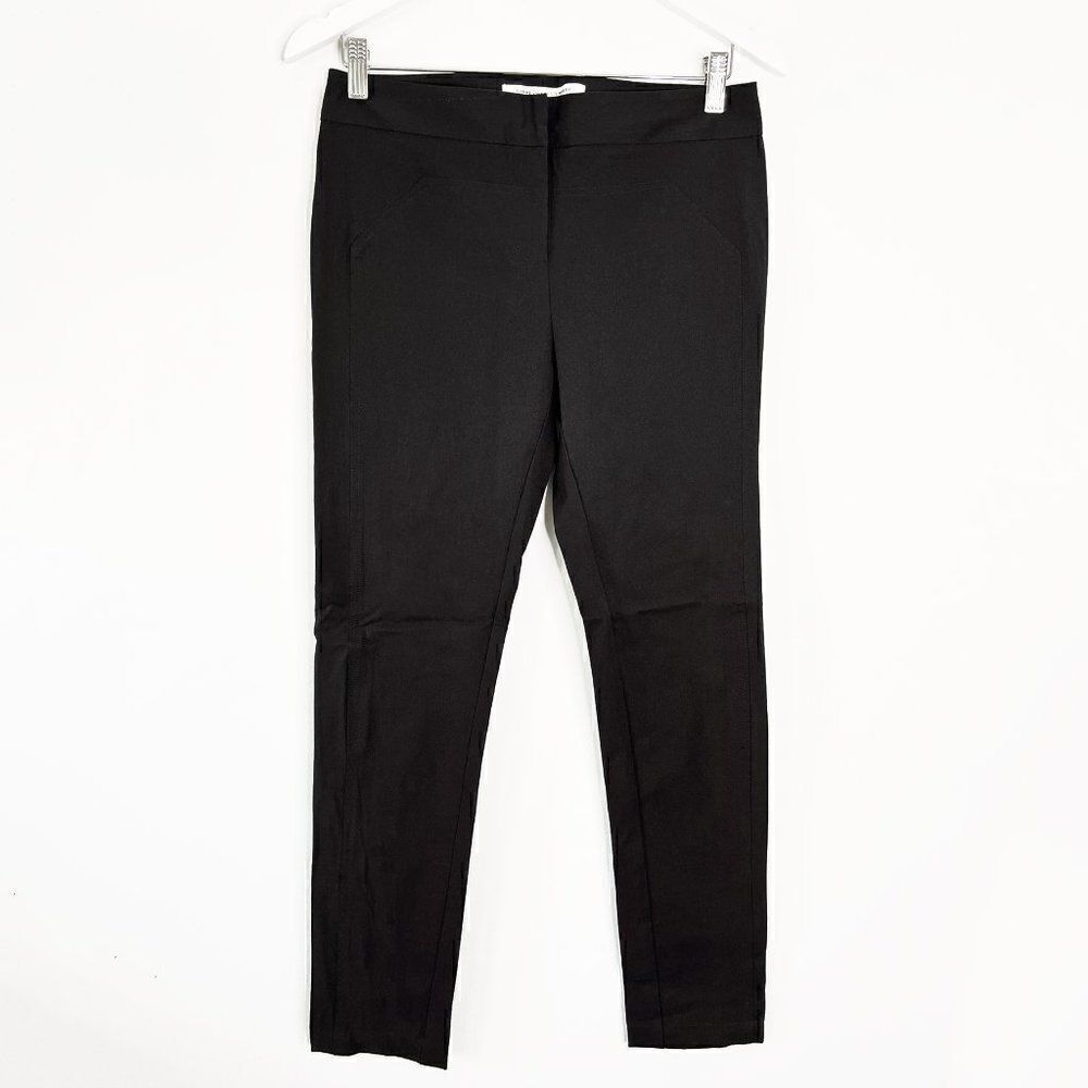 DVF Diane Von Furstenberg Black Nylon Blend Slim Fit Dress Pants
